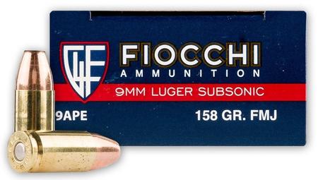 9mm, 158gr Subsonic FMJ Box of 50