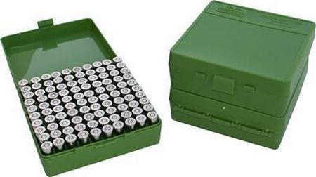 Ammo Box 100 Round Flip-Top 38 - 357-Green