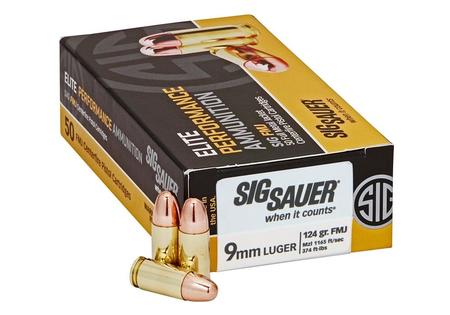 SIG 9mm 124gr Elite Ball  FMJ Box of 50